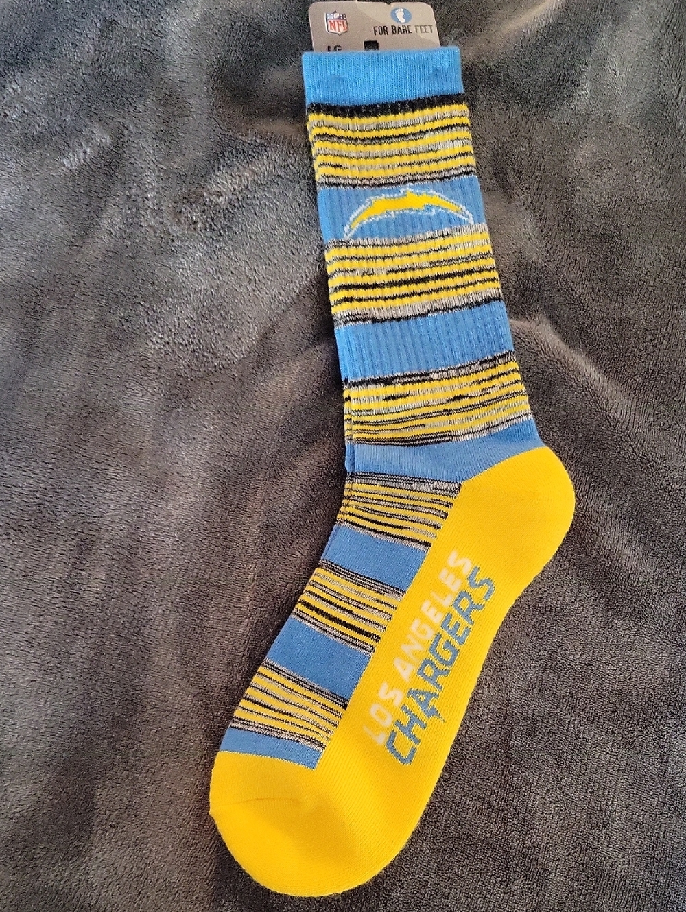 NFL Los Angeles Chargers Light Blue & Yellow Crew Socks